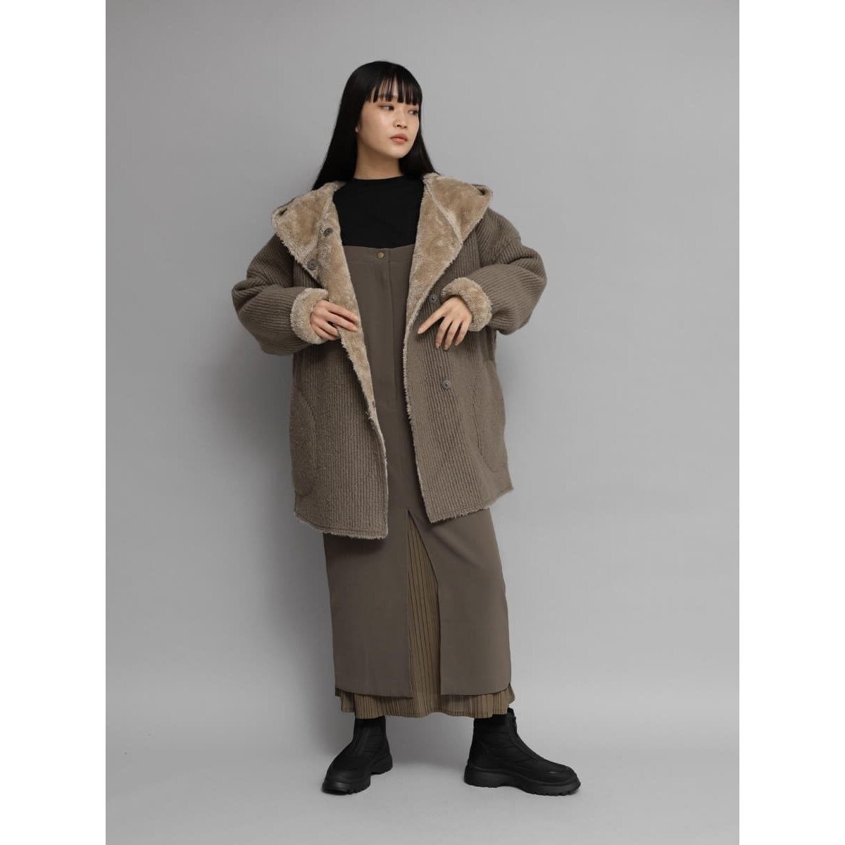 リバーシブルニットフーデッドアウター | ラシュッド(LASUD