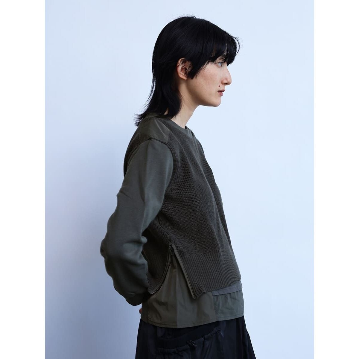 ラシュッド LASUD サイドZIPドッキングニットPO （ブラック