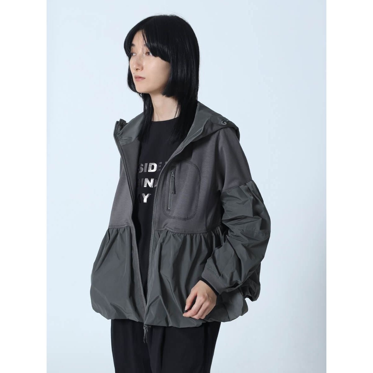 新品♦︎LASUD 黒タックデザインジップバルーンパーカー タックデザインジップパーカー | ラシュッド(LASUD) | マルイウェブ