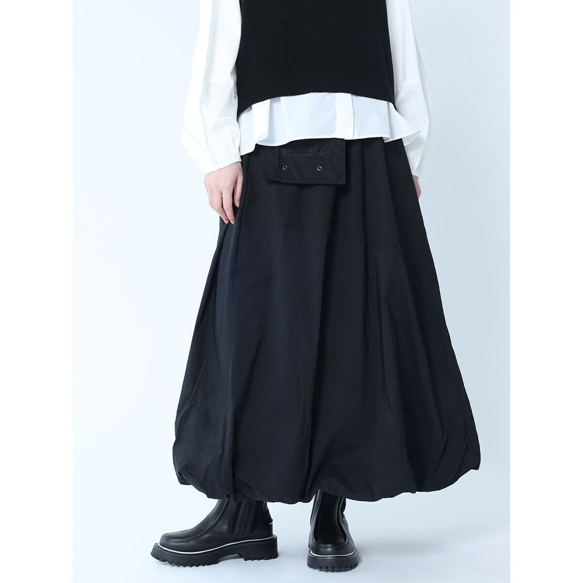 【✨新品タグ付き✨】LASUD ラッシュド◎メッシュポーチ付バルーンスカート ラシュッド LASUD メッシュポーチ付バルーンスカート （オフ