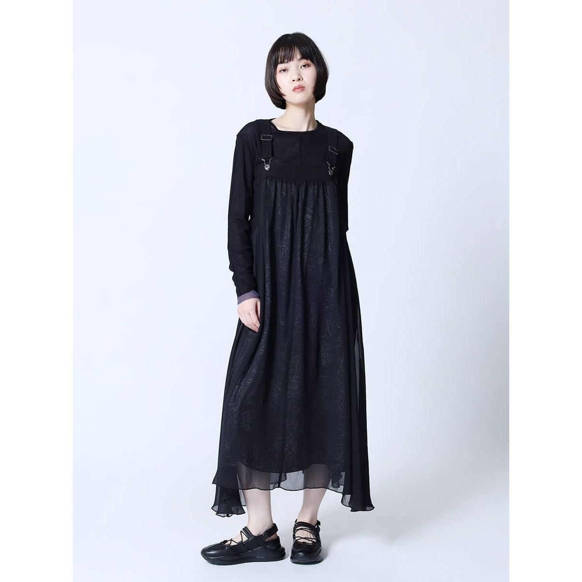 フラワープリントシフォンジャンパースカート | ラシュッド(LASUD