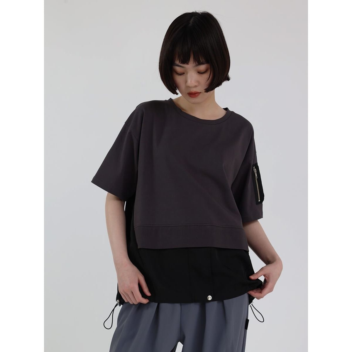 サイドボタンフレアヘムカットソー - LASUD - LASUD｜YAMADAYA STORE