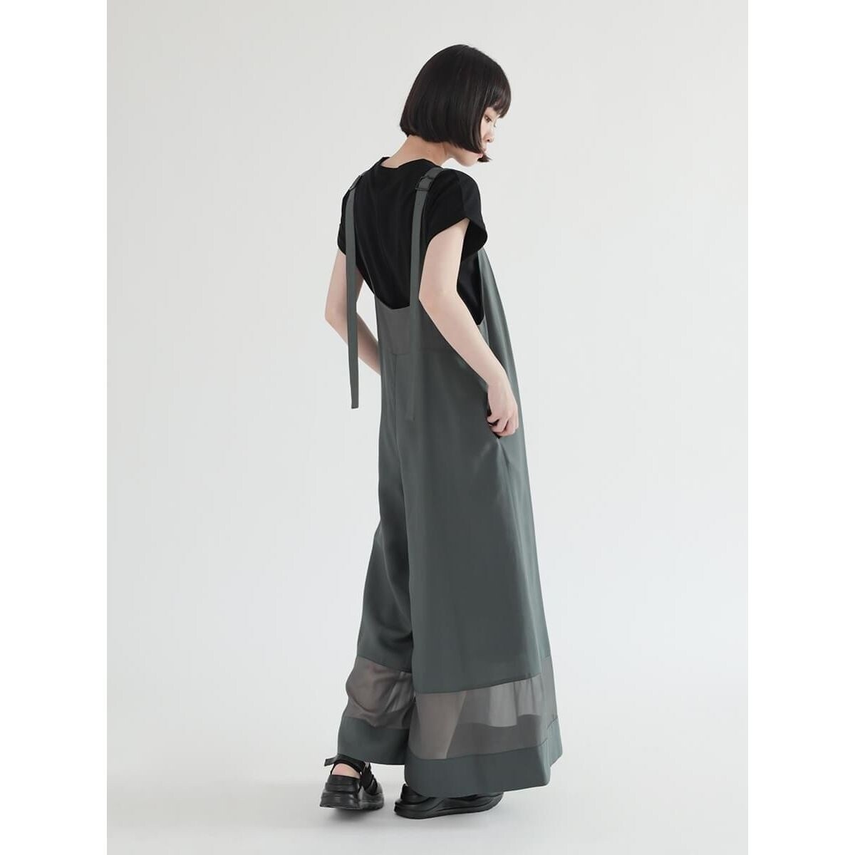LASUDラシュッド ヤマダヤ オールインワン サロペット ラシュッド LASUD シアードッキングワイドサロペット （ブラック
