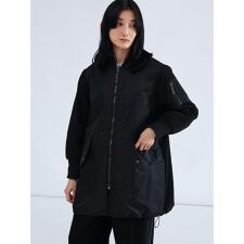 異素材ドッキングミリタリーロングコート