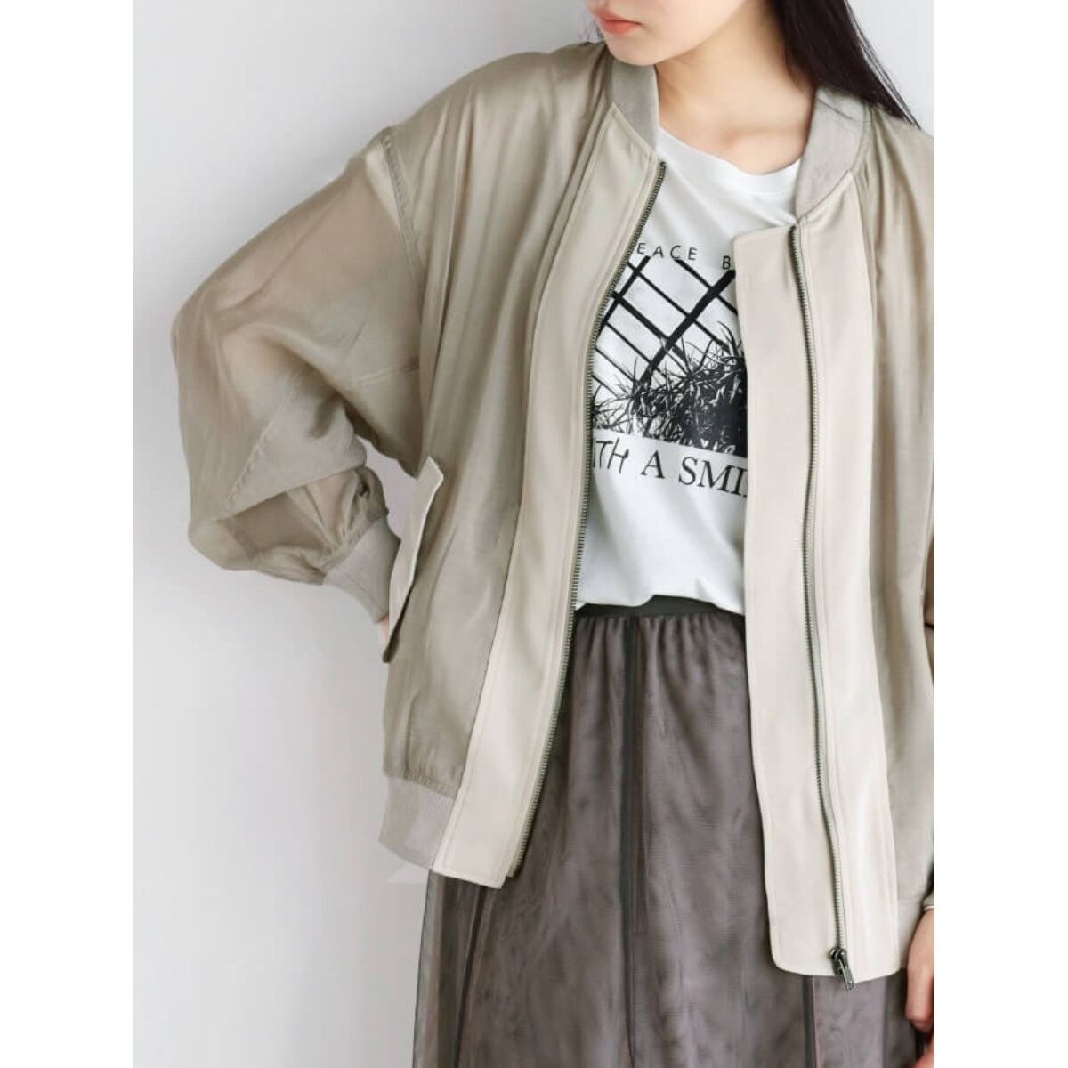 ラディエイト　アウター　シアーMA-1ブルゾン　ブラック　新品 Social GIRL（ソーシャルガール） ma1 ma-1 ダンボールシアーMA-1