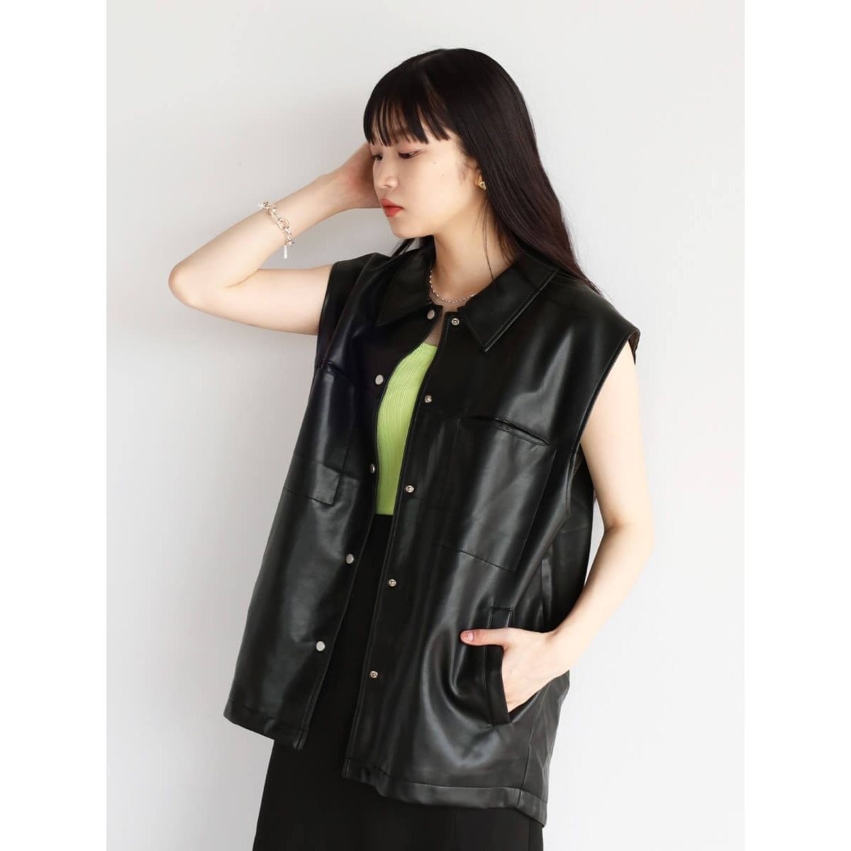 ☆ラディエイト☆レザージャケット フェィクレザーオーバージャケット