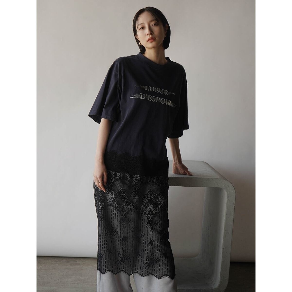 ラディエイト（RADIATE）/ロゴプリントレースドッキングワンピース 箔ロゴプリントレースドッキングワンピース | ラディエイト(RADIATE