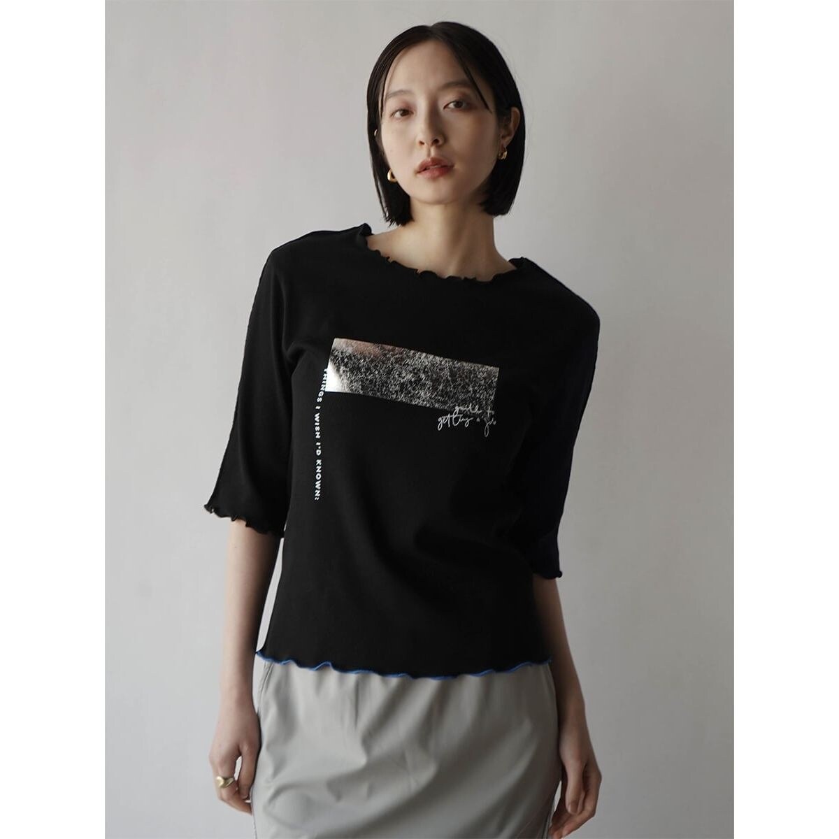 ドロストヘム箔ロゴロングTシャツ | ラディエイト(RADIATE