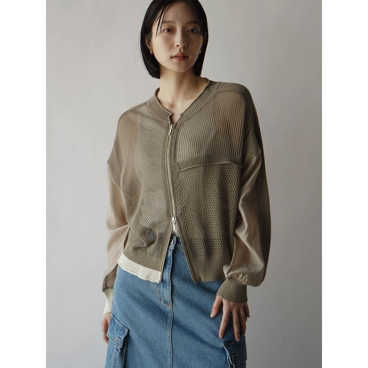 c*！様 RADIATE 新品　メッシュ　シアー　ダブルジップ　ブルゾン　カーデ RADIATE 新品 メッシュ シアー ダブルジップ ブルゾン カーディガン