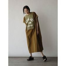 異素材ドッキングロゴ2wayワンピース