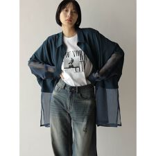 シアー切替ドルマンシャツ