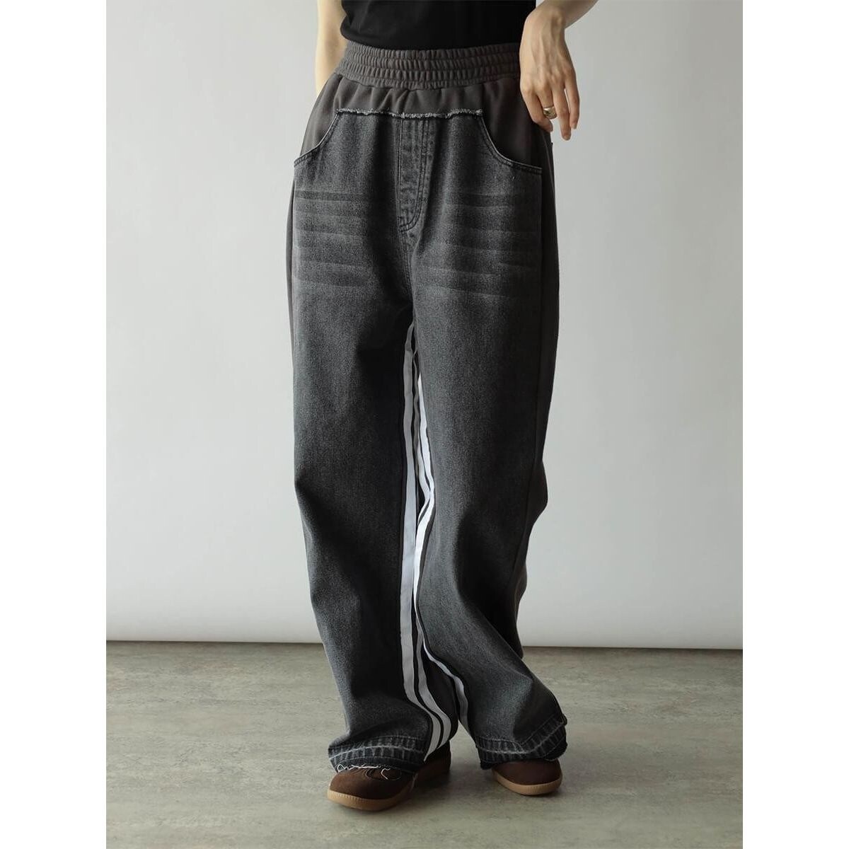 デニムドッキングスウェットパンツ(gray) | ラディエイト(RADIATE