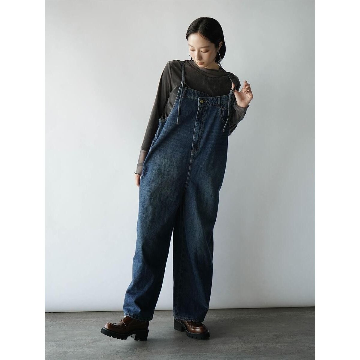 アシメフロントデニムオーバーオール | ラディエイト(RADIATE