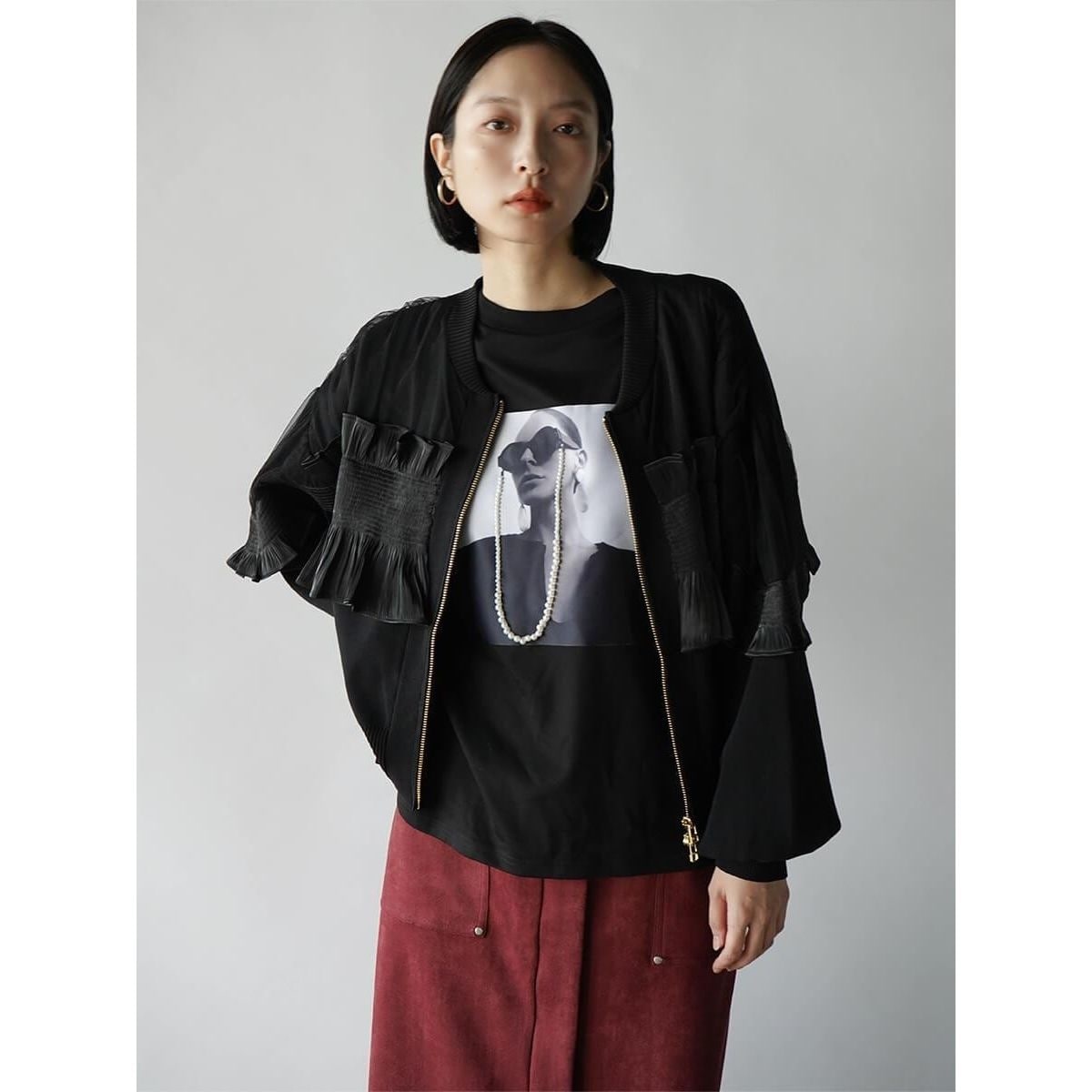 シャーリングフリルニットブルゾン | ラディエイト(RADIATE) | マルイ