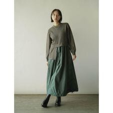 アシンメトリー異素材ドッキングワンピース