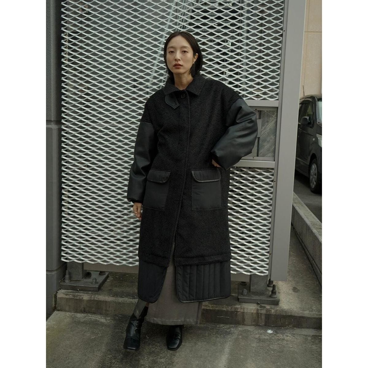 異素材ミックスロングコート | ラディエイト(RADIATE) | マルイウェブ