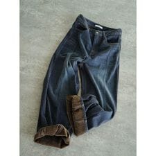 裏起毛ワイドデニムパンツ