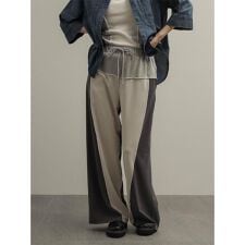 異素材切替リラックスワイドパンツ