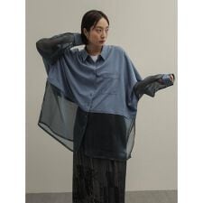 シアー切替ドルマンシャツ