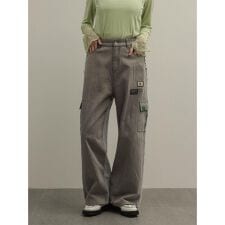 ワッペンデニムドッキングスウェットパンツ