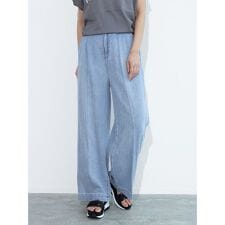タックデニムワイドパンツ
