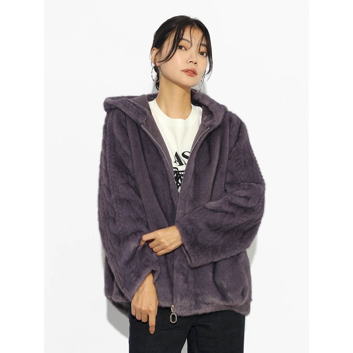 ケーブルデザインフェイクファーブルゾン | スコットクラブ(SCOTCLUB