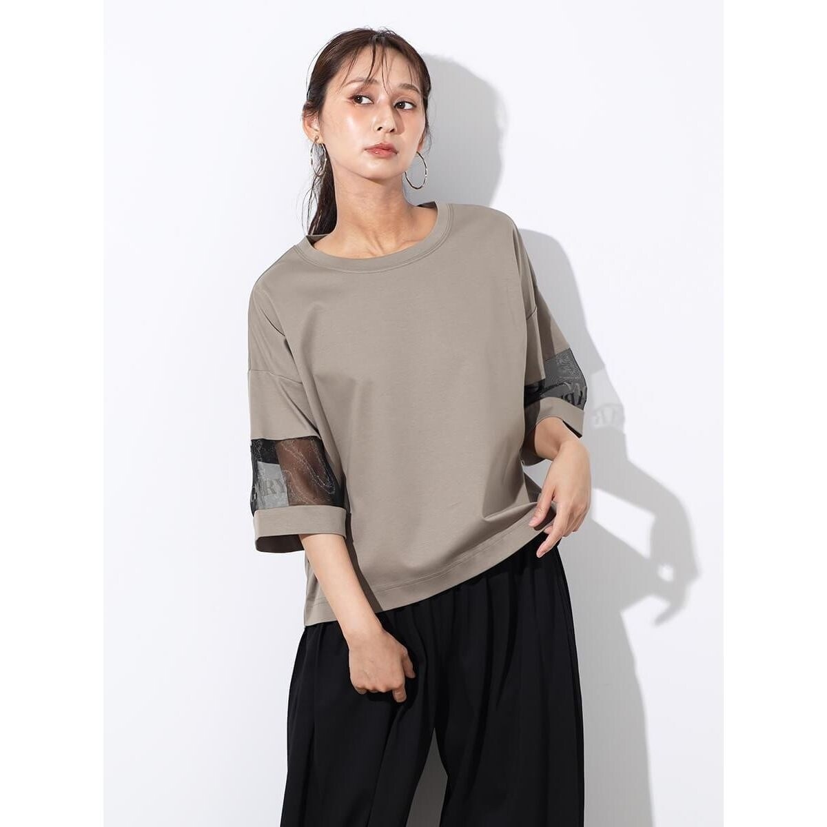 新品スコットクラブ　ナイロンボリューム袖　異素材カットソー　ヤマダヤ　Tシャツ 新品スコットクラブ ナイロンボリューム袖 異素材カットソ
