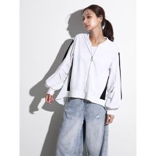 異素材使いボリューム袖ブルゾン