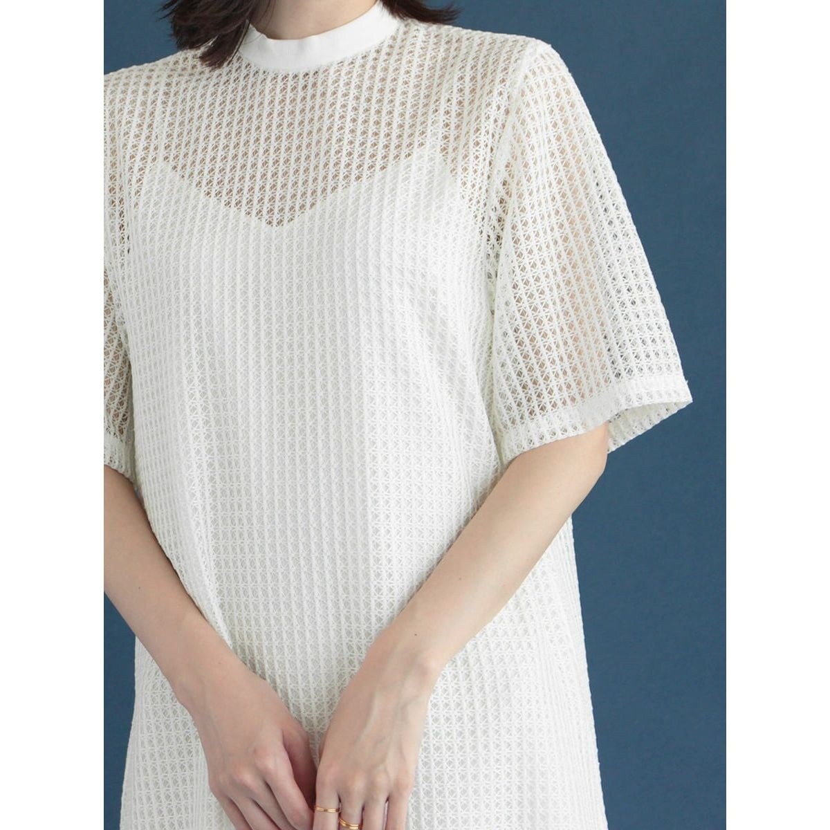 ハーフスリーブメッシュワンピース(White color) | レジル(resil