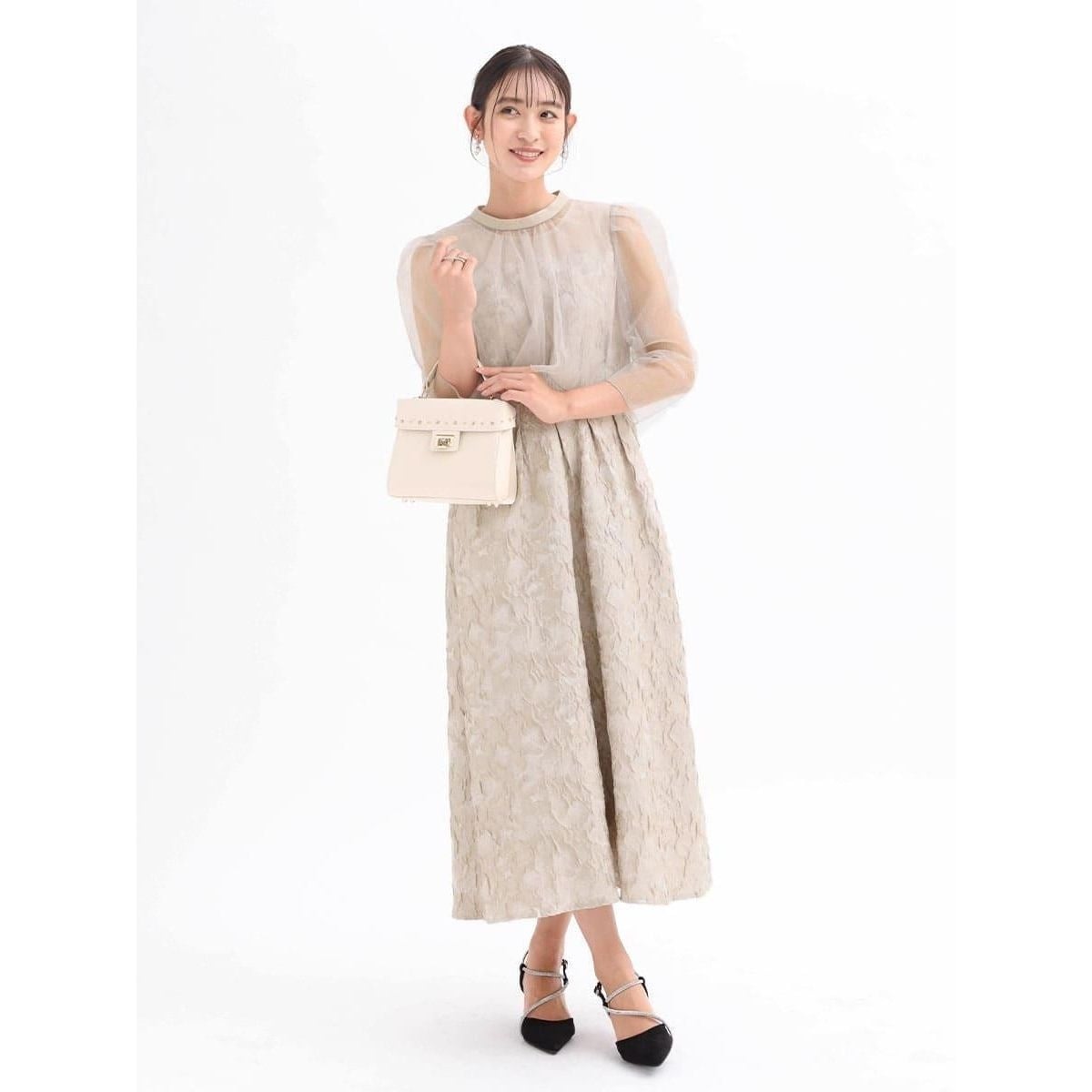 スパンコール刺繍チュールレイヤーワンピース | リルフェテ(Rire fete