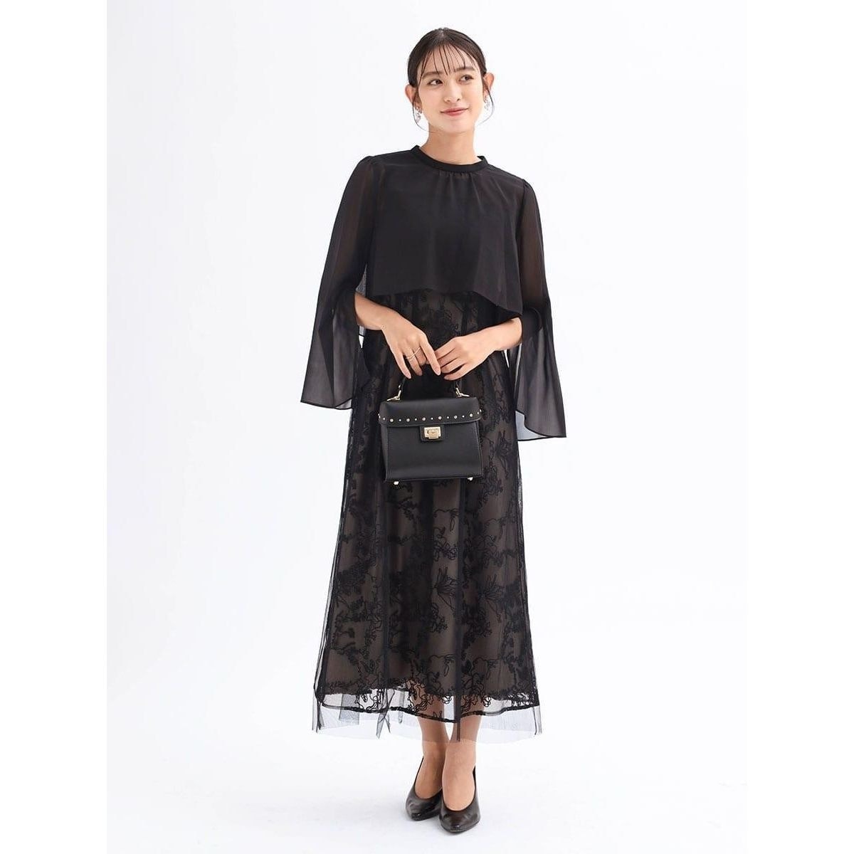 Rire Fete ビジューベルトチュールドレス　ブラック　定価59000円 リルフェテ Rire Fete ビジューベルトチュールドレス （ブラック