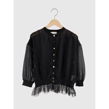 異素材チュールカーディガン