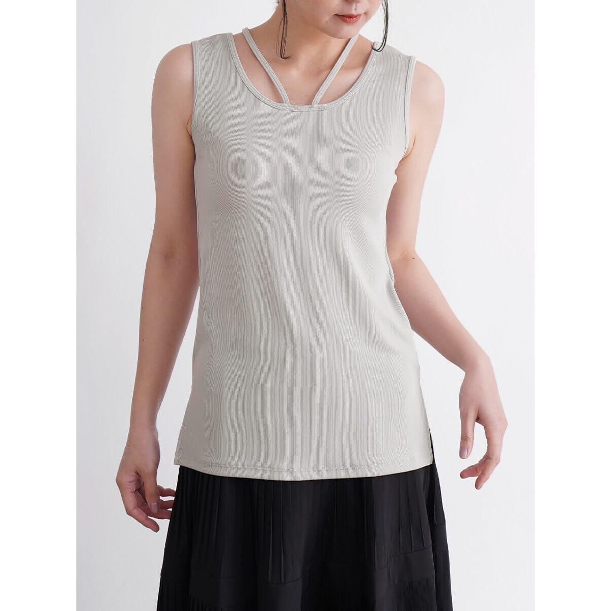 5サイズ展開/XS/XL/大きいサイズ】2in1 クロシェ付き タンクトップ