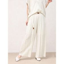 ベルト付きリラクシーワイドパンツ