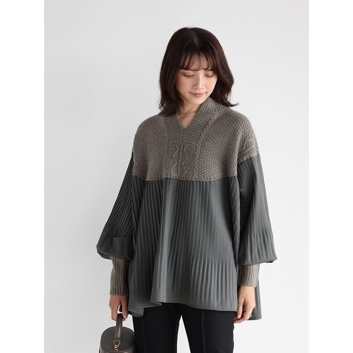 ケーブルニットドッキングプリーツブラウス | ヴァン(Vin) | マルイ
