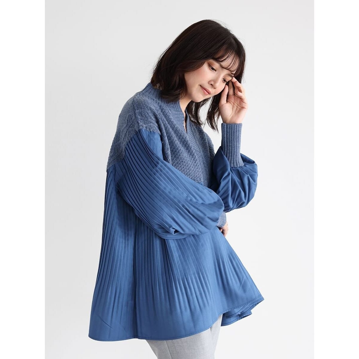 ケーブルニットドッキングプリーツブラウス | ヴァン(Vin) | マルイ