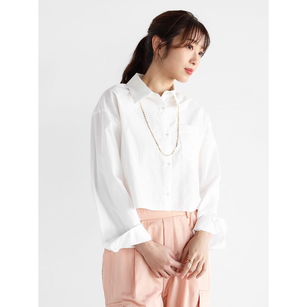 熱販売 Vinドロストデザインクロップドシャツ トップス