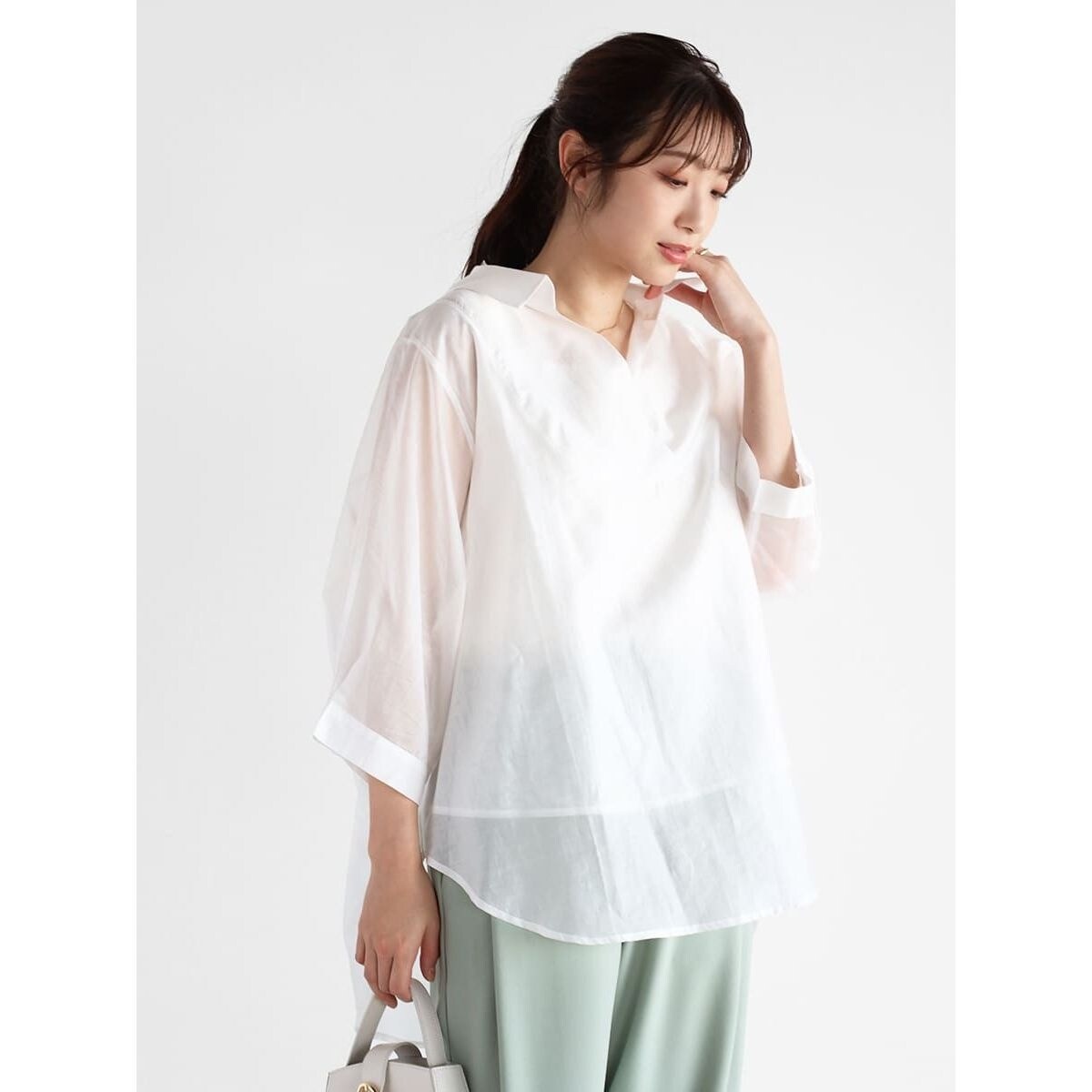 新品未使用未開封　メゾンエシェル　ブラウス STYLEMIXER | ベストセットギャザーシャツ (シャツ・ブラウス ) |SHEL