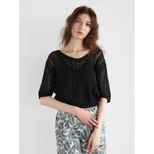 かぎ編みハーフスリーブニット
