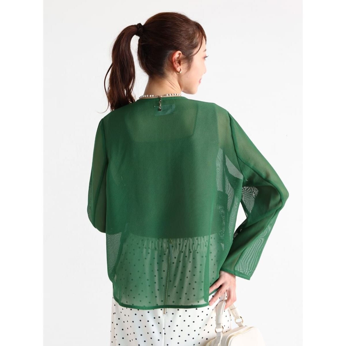 ノーカラー メッシュジャケットとシアーシャツ 1_b664a115-54be-4617-a81f-
