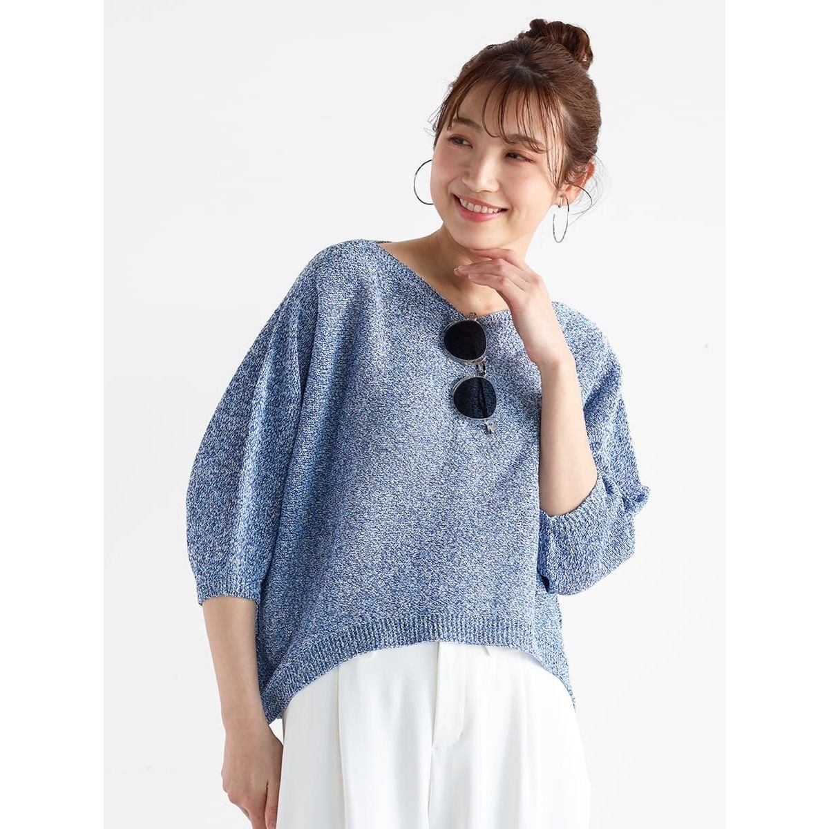 【ヴァン】クロップドシアーニットカーディガン ヴァン Vin Ample クロップドシアーニットカーディガン （グレー