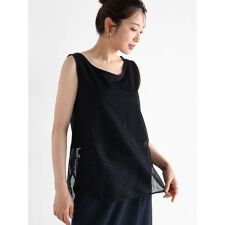 メッシュ切替ノースリーブトップス(black)