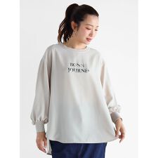 箔プリントロゴパフスリーブトップス