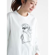 レディモチーフ刺繍長袖Tシャツ