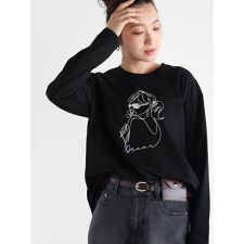 レディモチーフ刺繍長袖Tシャツ