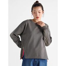 ケーブルニットドッキングデザインプルオーバー