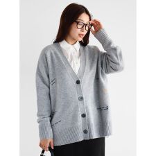 ロゴ刺繍デザインニットカーディガン