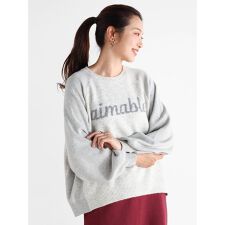 ラメ糸ジャカードロゴニット