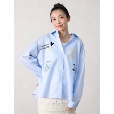 レタリング刺繍×プリントオーバーシャツ