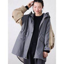 配色切替パーカーロングジャケット